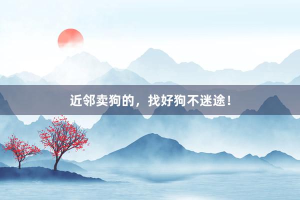 近邻卖狗的，找好狗不迷途！